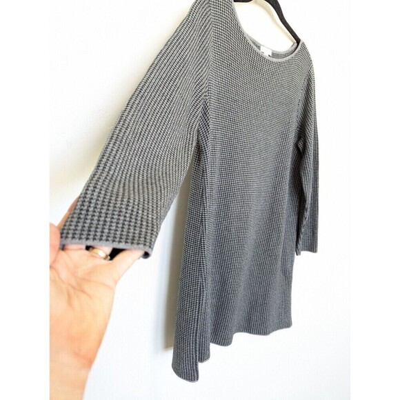 J JILL Sweater Dress Womens‎ Size Petite M Gray Black Houndstooth Academia - Picture 4 of 10